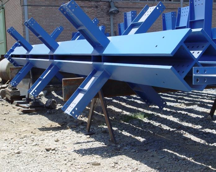 Fabricated blue steel beam with stiffeners